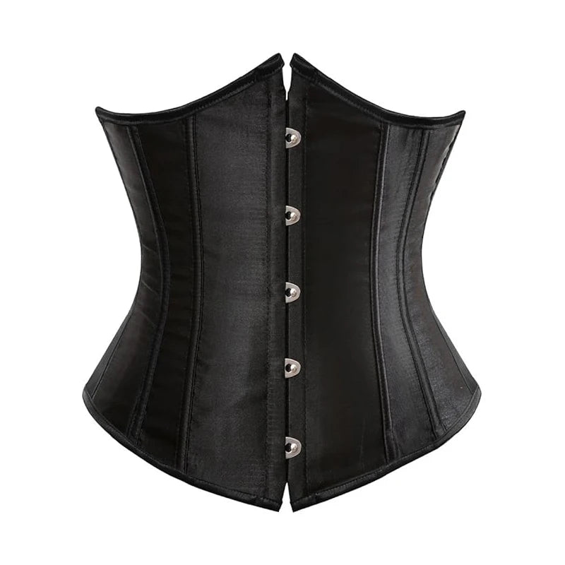 BurVogue Women's Satin Underbust Corset Bustier Waist Training Cincher Plus Size Sexy Lace Up Bustiers & Corsets Wofashion.xyz
