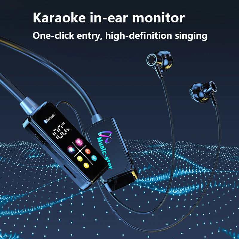 Bluetooth 5.4 Earphones With HD Screen Wireless Headsets Neckband Headphones HiFi Stereo Noise Reduction Earbuds For Live 2025