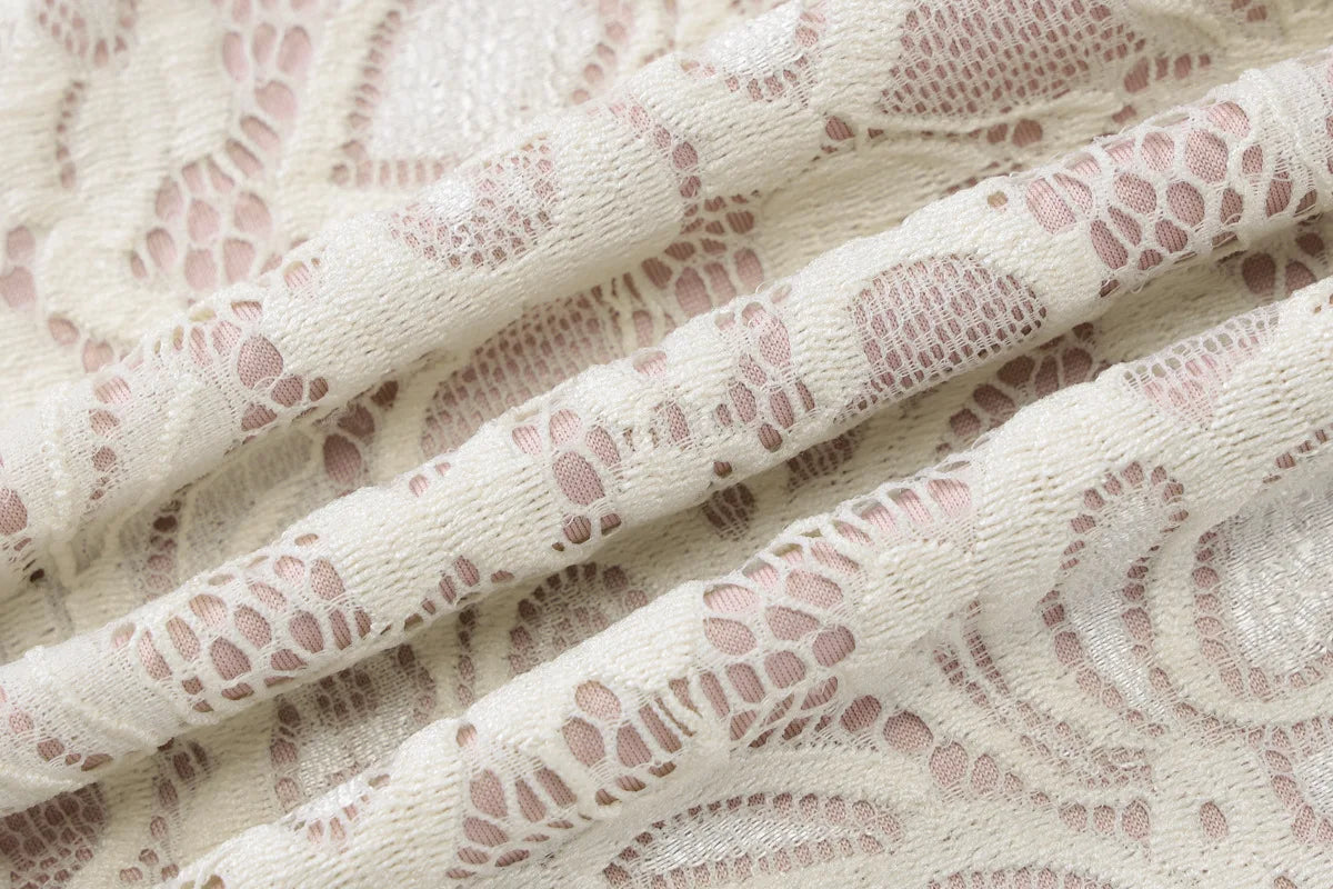 NIDANSSI White Lace Lining Hollow Out Autumn Dress Women 2024 Robes Elegant Evening Party Dress Bodycon Mini Dress Vestidos