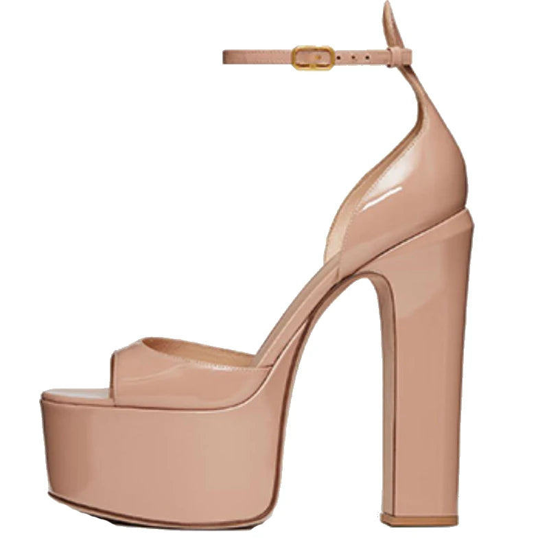 European and American Women's Niche Brand Fashion Sexy Runway Show Banquet Single Shoe Buckle with High Heels Sandals