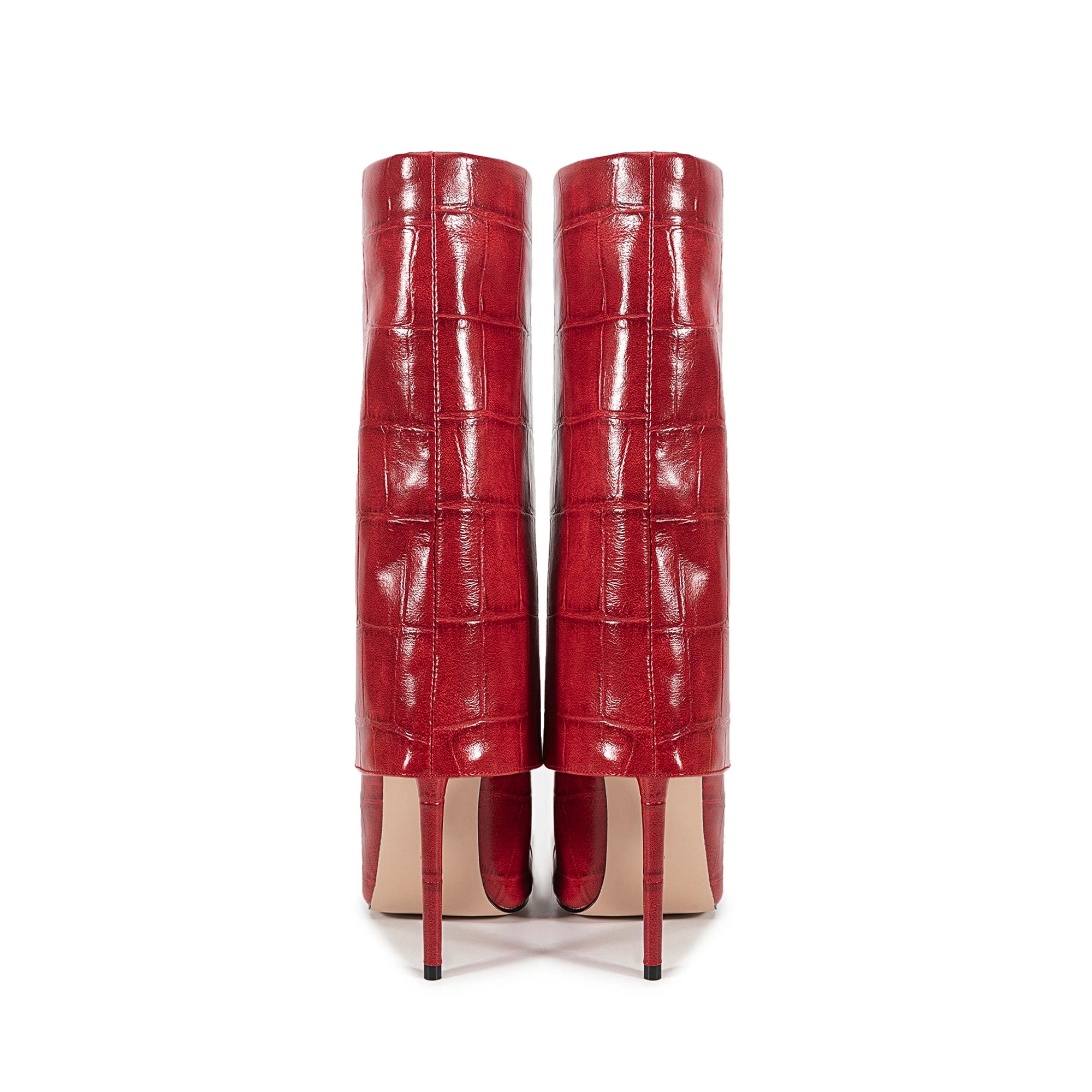 European and American Style High-heeled Wide Tube Sleeve Skirt Boots for Women, Niche Stone Patterned Fashion Banquet Shoes