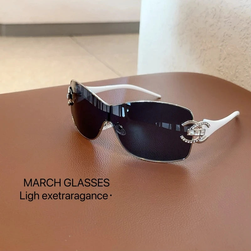 New Conjoined Luxury Women Sunglasses Oversized Woman Sun Glasses Black Eyewear Trendy Men Glass Lentes De Sol Mujer 2025