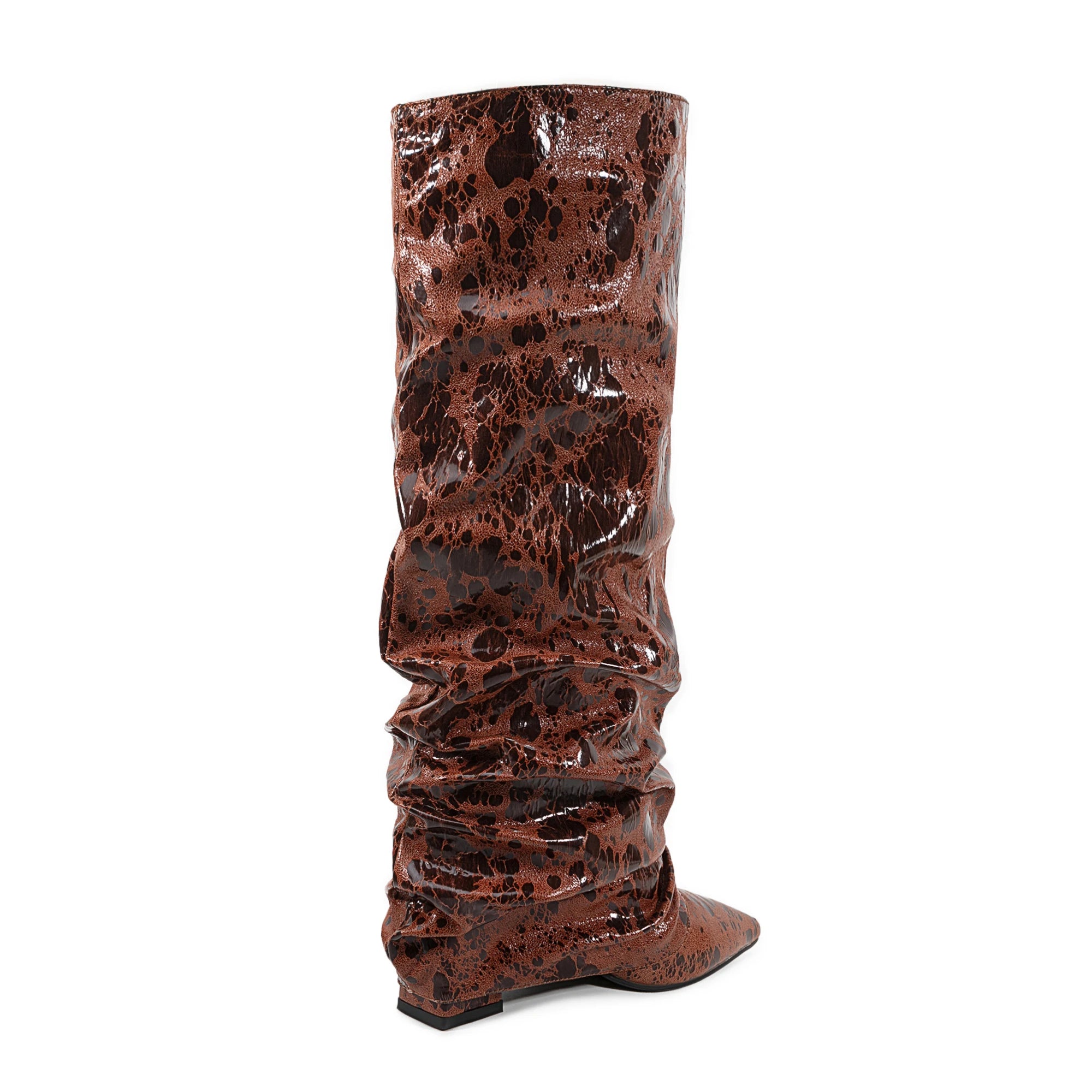 2025 European AndAmerican Women's Autumn and Winter Super Migration Coarse High Heels Fashion Pleated Pointed Sleeve Skirt Boots