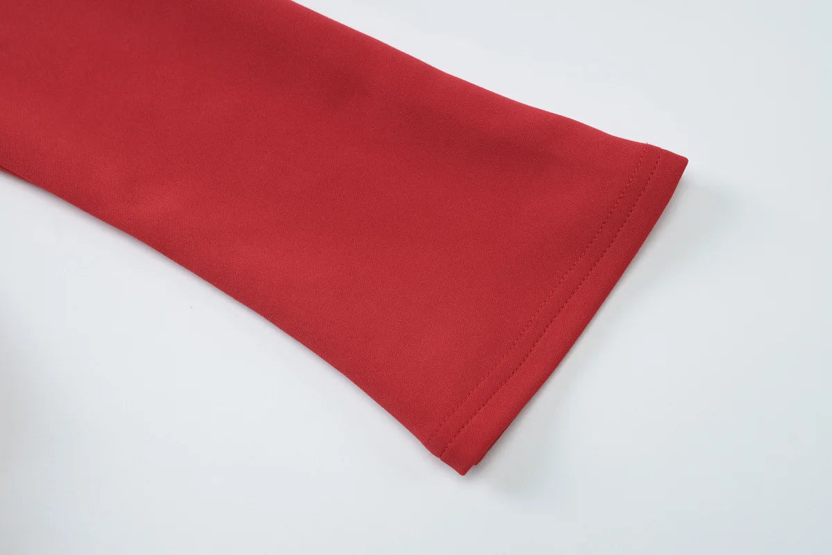 NIDANSSI Red Long Sleeve Evening Party Dress Women 2024 Pleated Robes Elegant Sexy Dress Bodycon Mini Winter Dress Vestidos