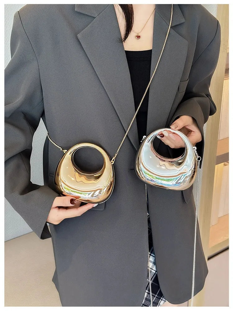 Mini Golden Evening Bag Purses and Handbags Luxury Designer Shoulder Bags Funny Shape Party Wedding Acrylic Shiny Clutch Purse