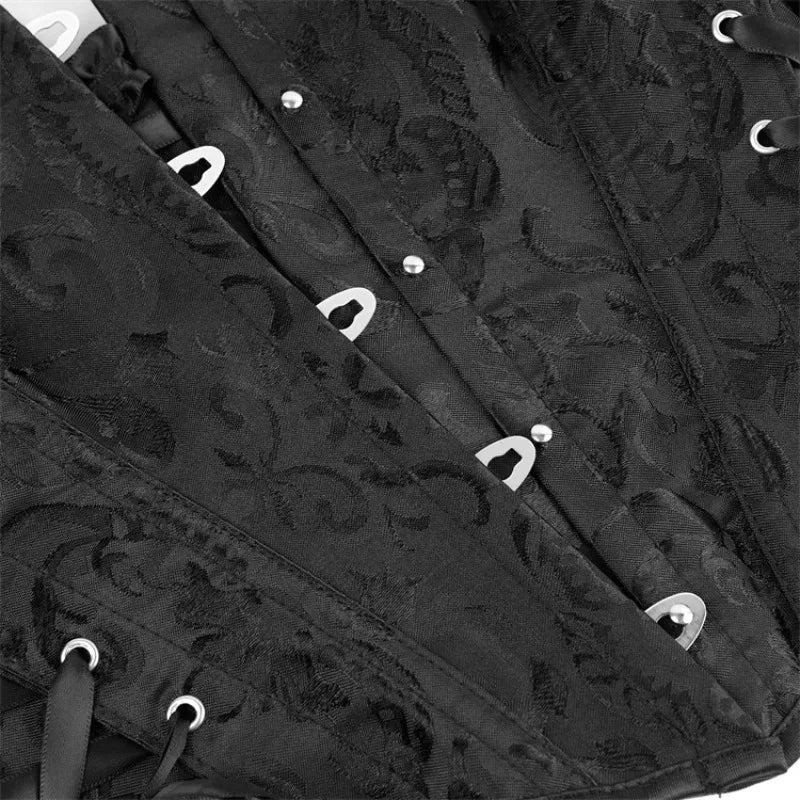 Spaghetti Straps Camisole Overbust Corset for Women Lace Up Bustier Jacquard Body Shaper Short Torso Corselet Vest Sleeveless