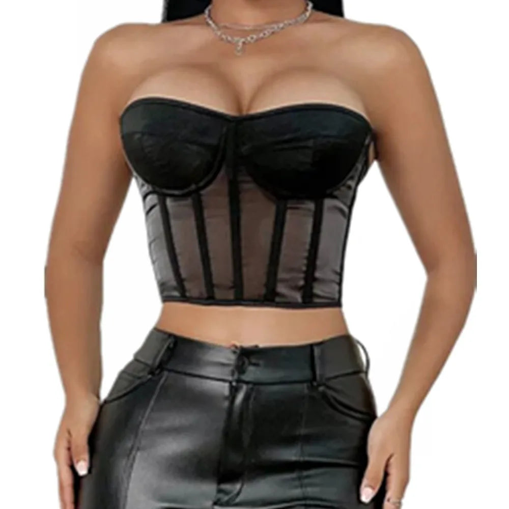 Women Sexy Overbust Corset Crop Top Bustier Cup Bra Push Up Bodice Sexy Lingerie Corselet Party Short Camis Plus Size Wofashion.xyz
