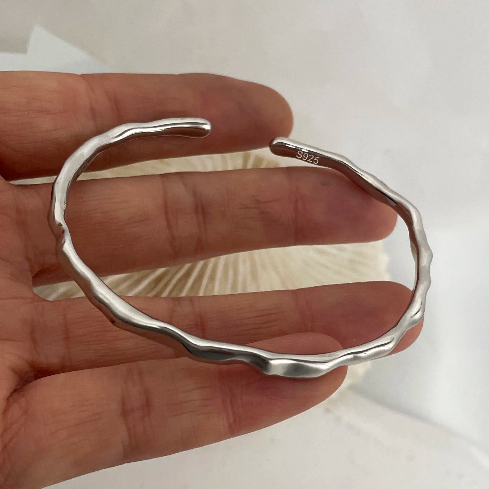 100% Solid 925 Sterling Silver Metal Bracelet for Women Men Vintage Handmade Simple Birthday Gift S-B451