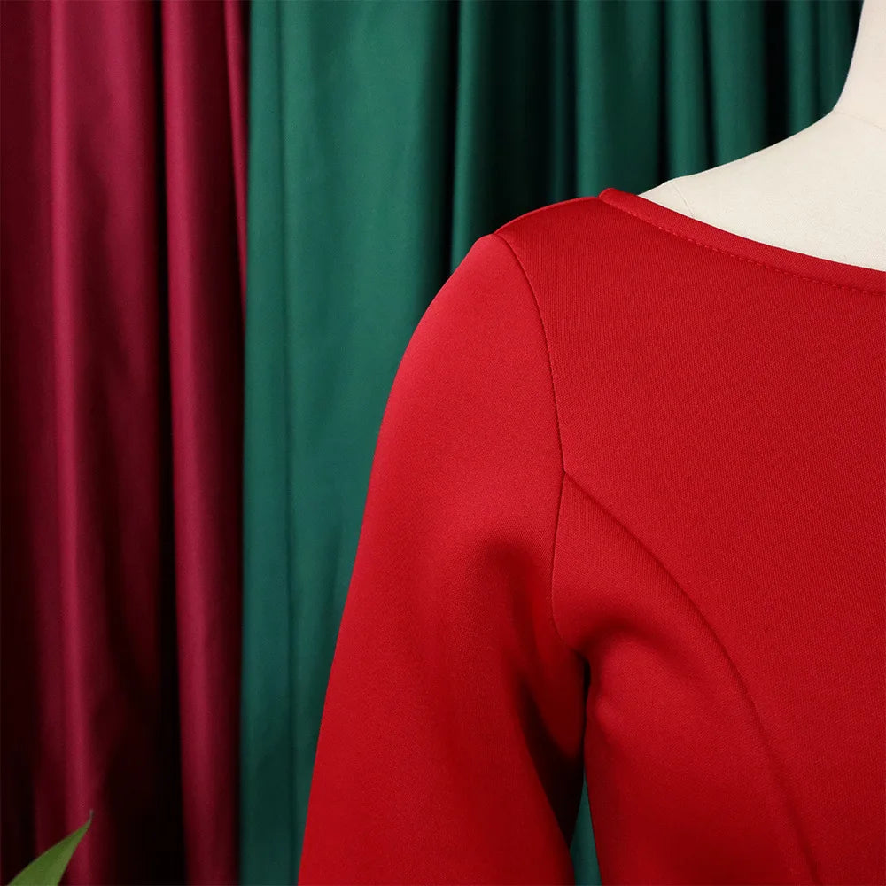 Elegant Party Dress for Woman 2024 Modern O Neck Three Quarter Sleeve High Waisted A Line Mid Calf Birthday Dinner Wedding Cloth