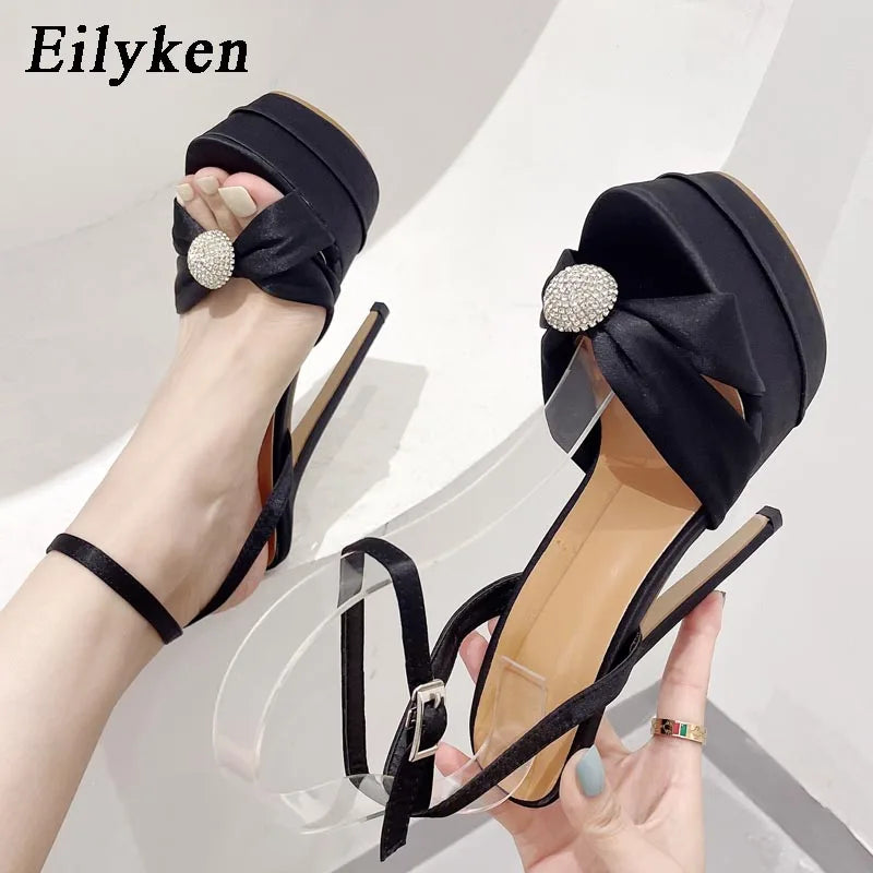 Eilyken Sexy Peep Toe 16CM Extreme High Heels Women's Sandals Party Banquet Stiletto Shoes Fashion Buckle Strap Platform Pumps
