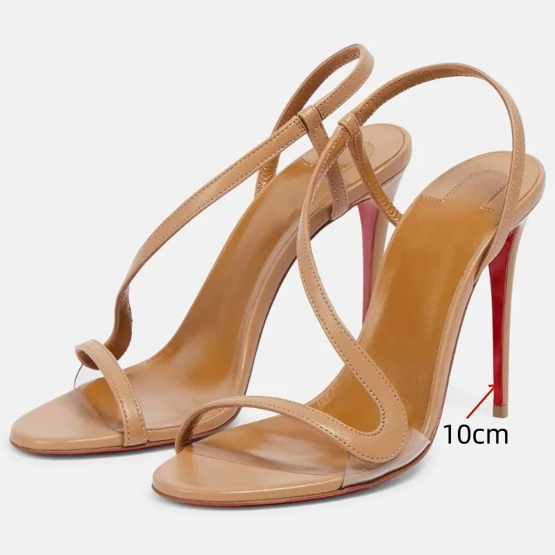 2025 European and AmericanWomen's Summer NewMulti ColorSerpentine Wrapped StrawStiletto High Heels Sexy Outerwear French Sandals