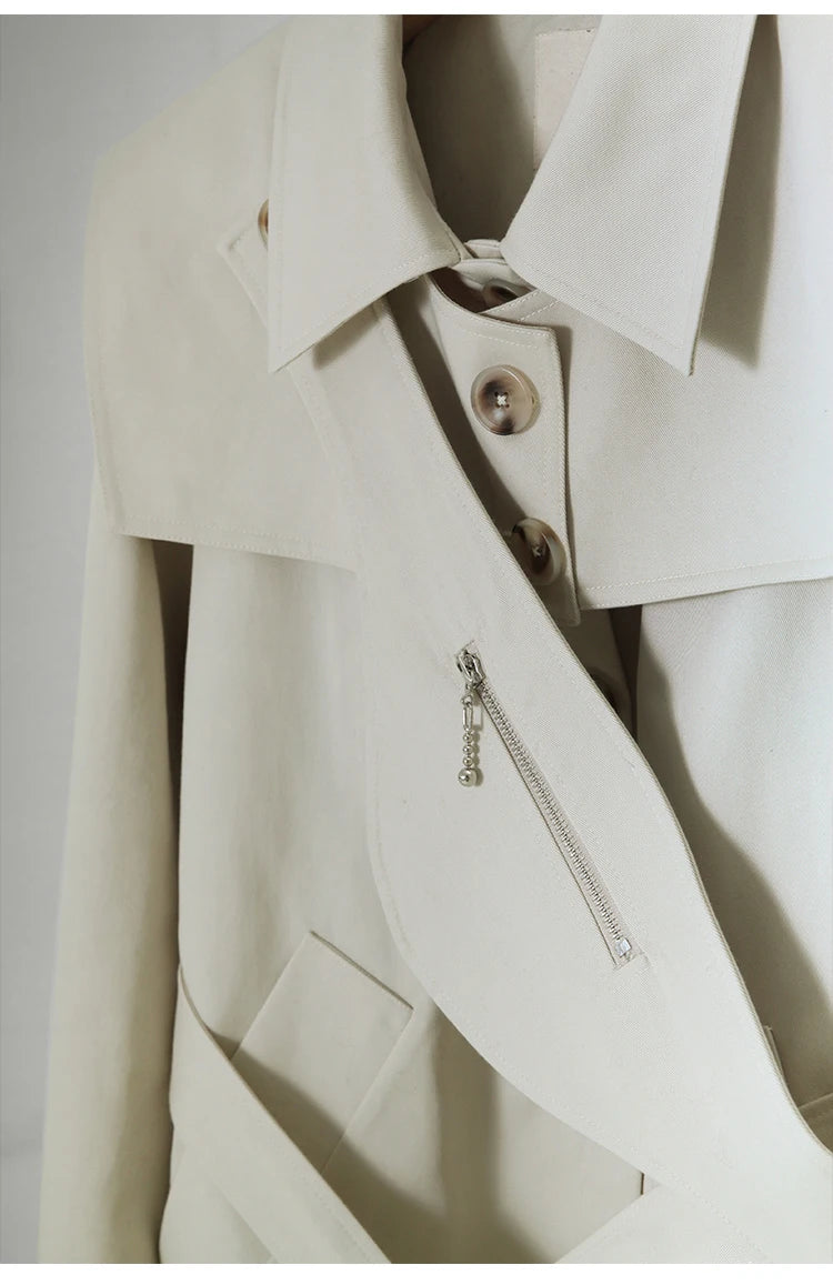 Lautaro Autumn Cool Long Trench Coat for Women Removable Sailor Collar and Pockets Belt Runway Fashion Luxury Designer Clothes