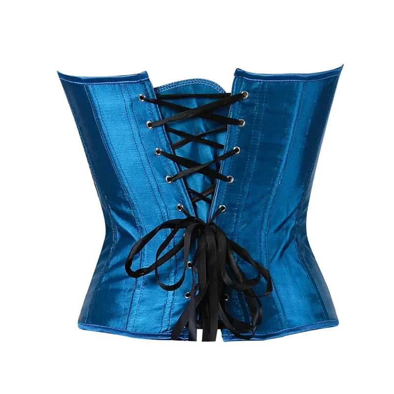 Women's Corset Peacock Feather Overbust Lace Up Boned Bustier Lingerie Zipper Side Carnival Waist and Body Shaper Corselet