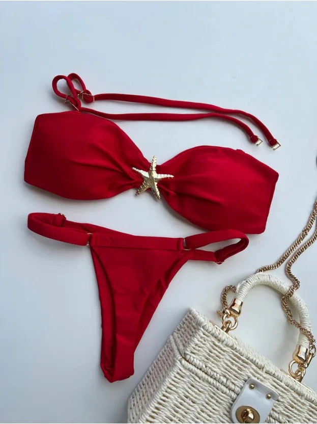 New Bikini Women's Star Split Swimsuit Sexy Adjustable Tight Swimsuit