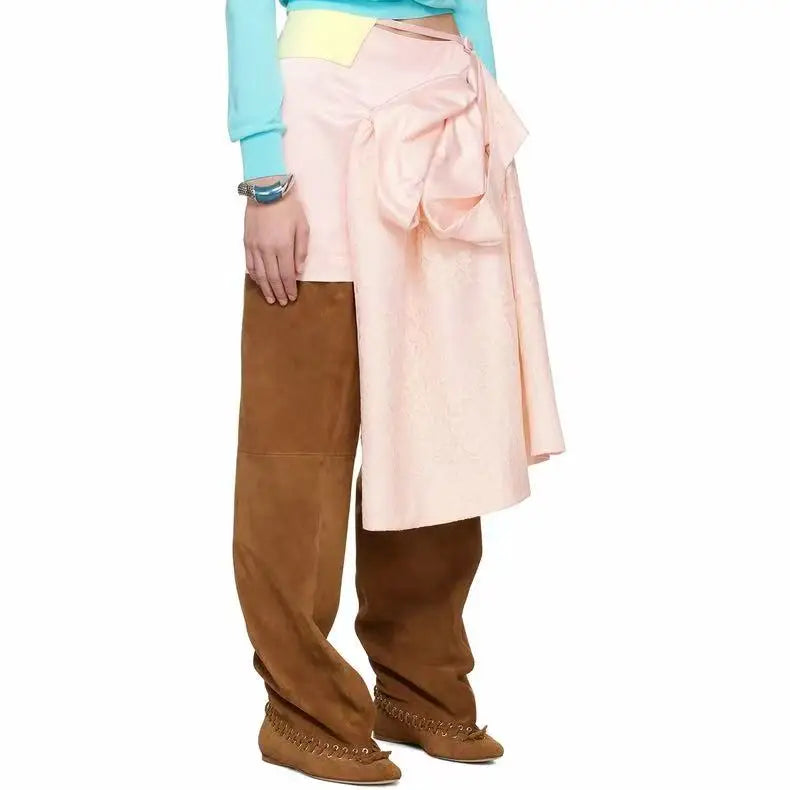 2025 Early Autumn New European and American Fashion Show Niche Fashion Slimming Wide Tube Height Increasing Pleated Pile Boots