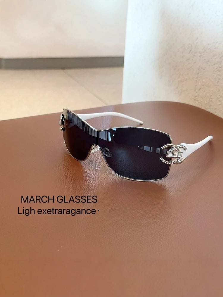 New Conjoined Luxury Women Sunglasses Oversized Woman Sun Glasses Black Eyewear Trendy Men Glass Lentes De Sol Mujer 2025