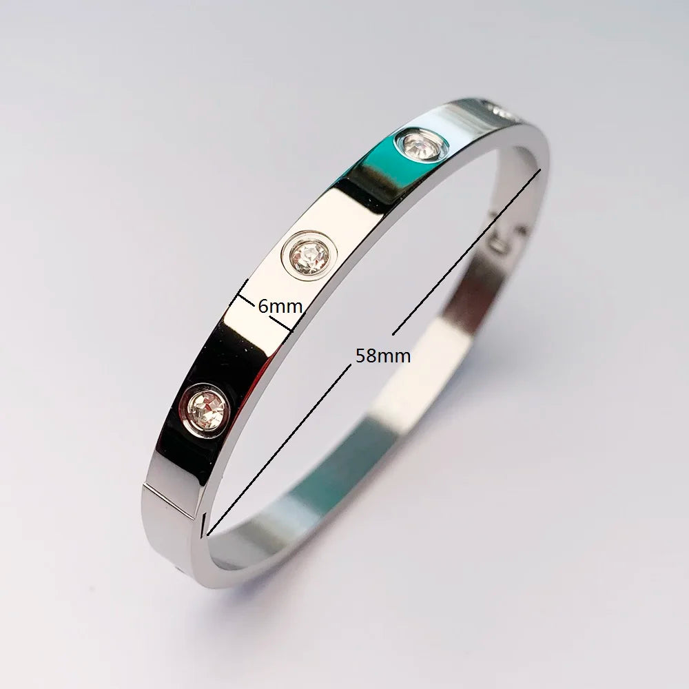 2023 New Design Gold Color Zircon And Cross Nut Nail Bracelet Gold & Bangle For Woman Stainless Steel Screw Brand Jewelry