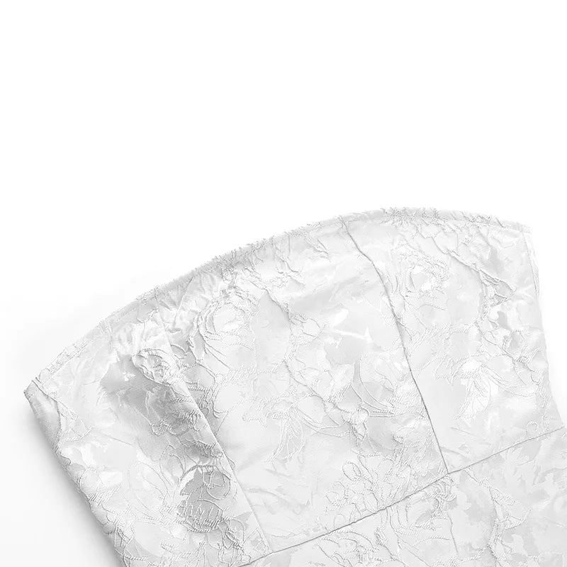 White Jacquard Pleated Evening Party Dress Women Robes Backless Elegant Sexy Dress Bodycon Summer Mini Dress Vestidos