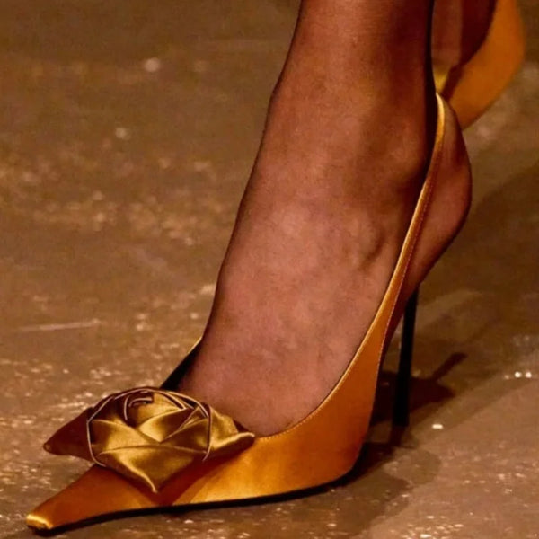 2025 Summer New Brand Luxury High-heeled Sandals Pointed Toe Fashion Flower Decoration Women Pumps Sexy Thin Heels Femme Shoes Wofashion.xyz