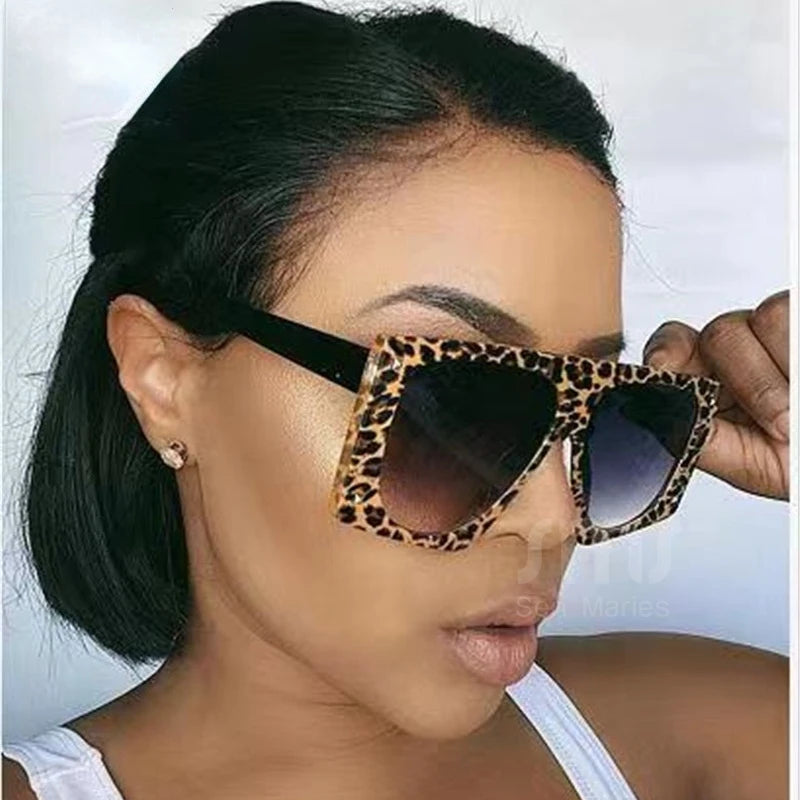 Punk Leopard Sunglasses Women Sexy Oversized Sun Glasses Men UV400  Gradient Shades Steampunk Goggles Eyewear Oculos Escuros