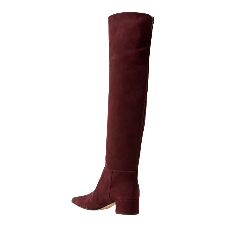 Ladies' Autumn and Winter Suede Thick High-heeled Oversized Knee High Boots, European and American Sexy Versatile Sleeve Boots