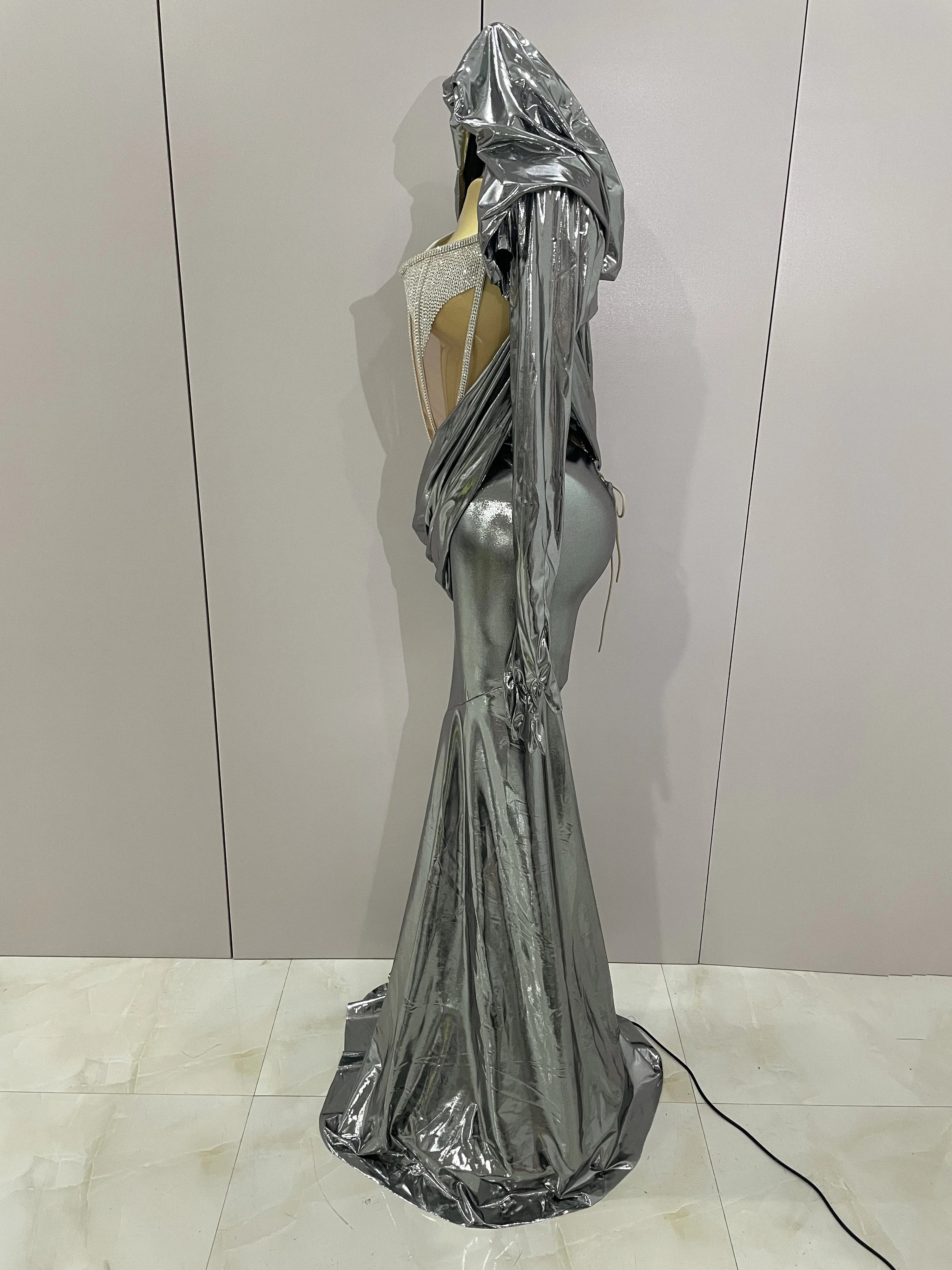 Stage Costume Sparkly Nightclub Gogo Party Dress Women Carnival Party Outfit Festival Cool Clothing Hoodie Dress Two Piece Set