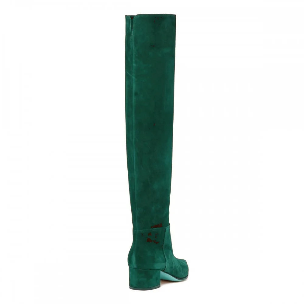 Ladies' Autumn and Winter Suede Thick High-heeled Oversized Knee High Boots, European and American Sexy Versatile Sleeve Boots