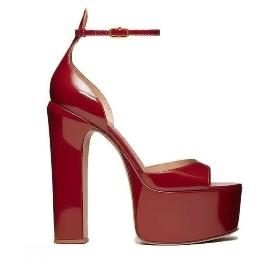 European and American Women's Niche Brand Fashion Sexy Runway Show Banquet Single Shoe Buckle with High Heels Sandals