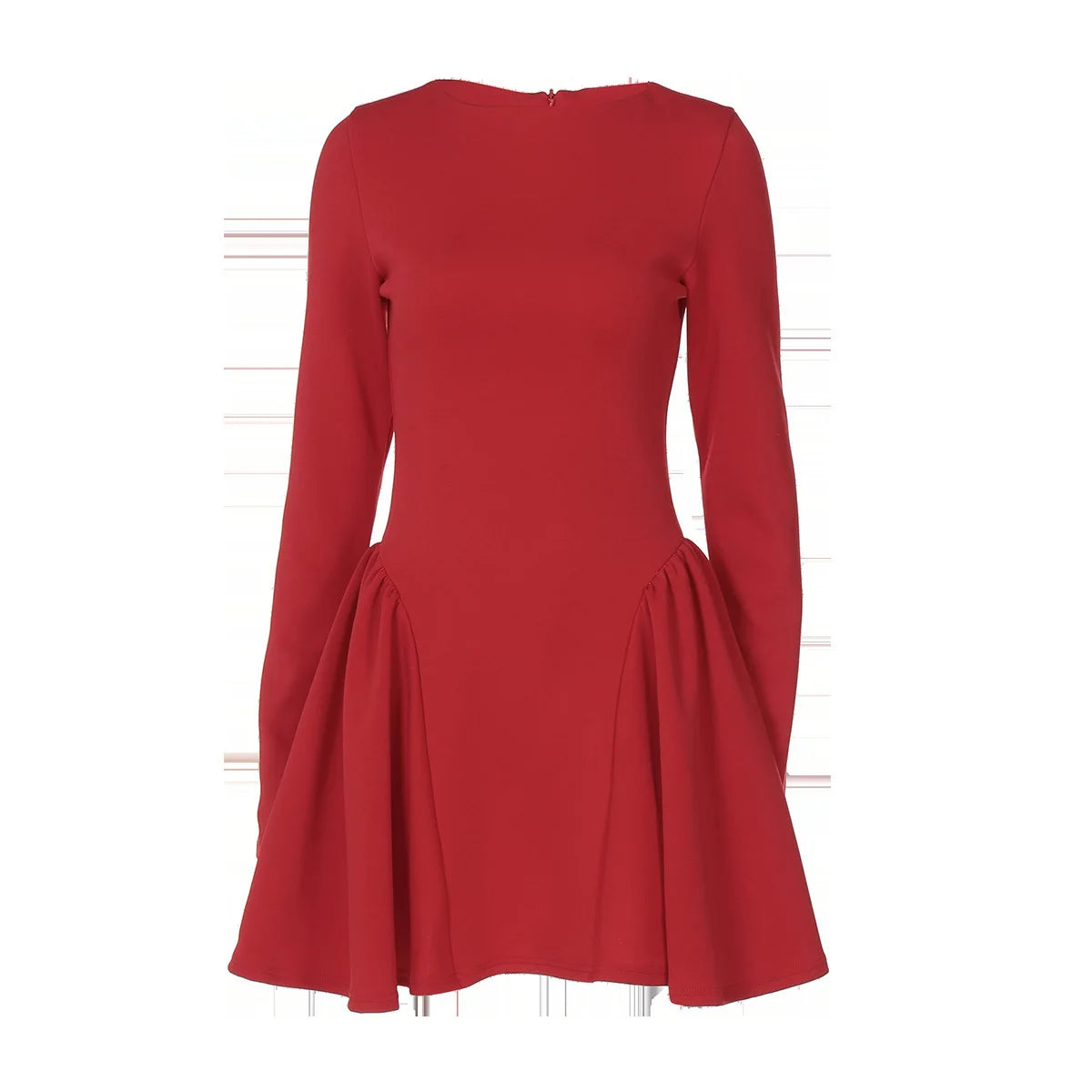 NIDANSSI Red Long Sleeve Evening Party Dress Women 2024 Pleated Robes Elegant Sexy Dress Bodycon Mini Winter Dress Vestidos