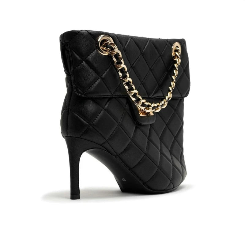 European and American Light Luxury Small Fragrance Fashion, Slim High Heels, Short Boots, Women's Sexy Big Tube Fashion Shoes