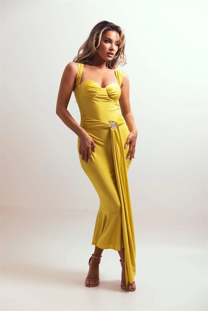 Mozision Satin Backless Draped Sexy Maxi Dress Women Fashion Sequins Halter Sleeveless Ruched Bodycon Club Party Long Dresses