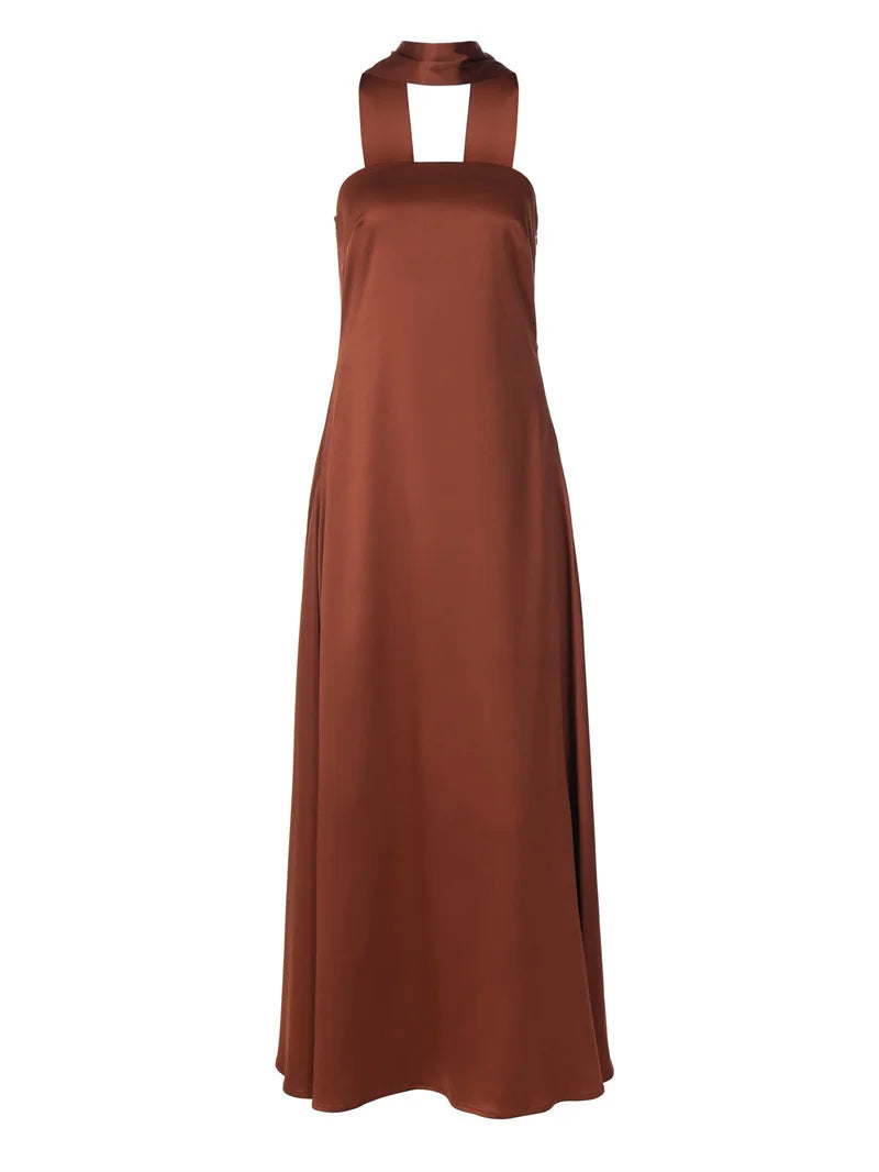 Mozision Off-shoulder Strapless Sexy Maxi Dress Women Gown Elegant Scarf Collar Sleeveless Backless Bodycon Club Party Dress