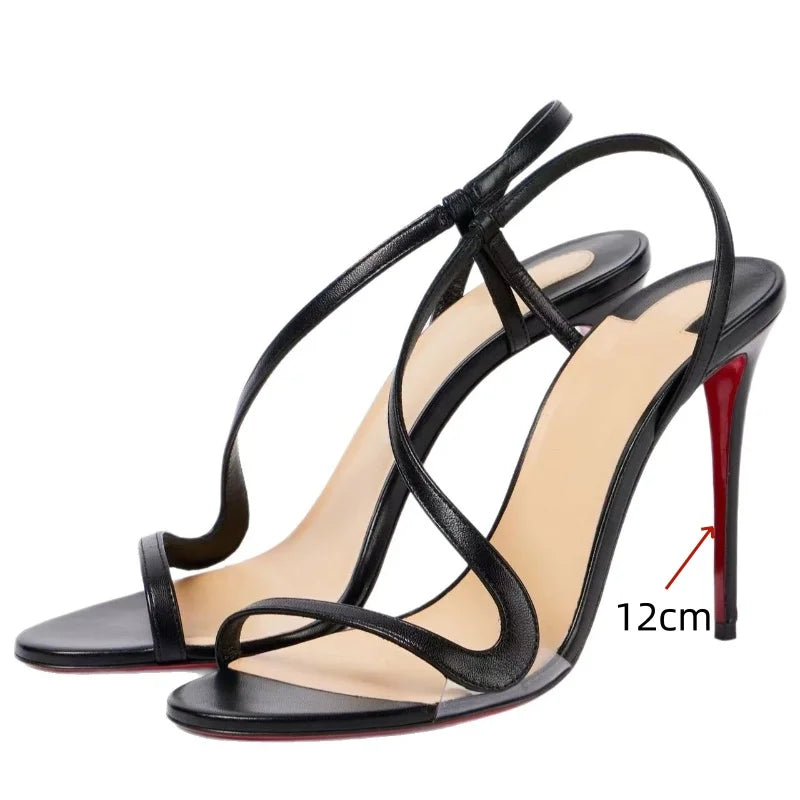 2025 European and AmericanWomen's Summer NewMulti ColorSerpentine Wrapped StrawStiletto High Heels Sexy Outerwear French Sandals