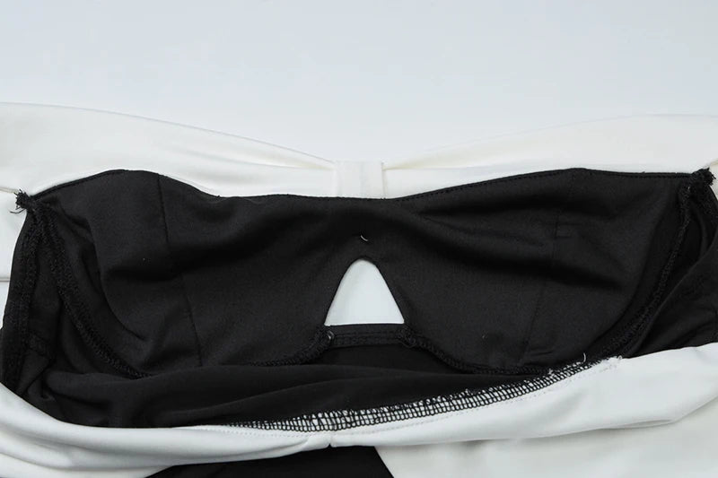 Mozision Off-shoulder Backless Sexy Mini Dress For Women Robe Fashion Patchwork Strapless Sleeveless Split Club Party Dress