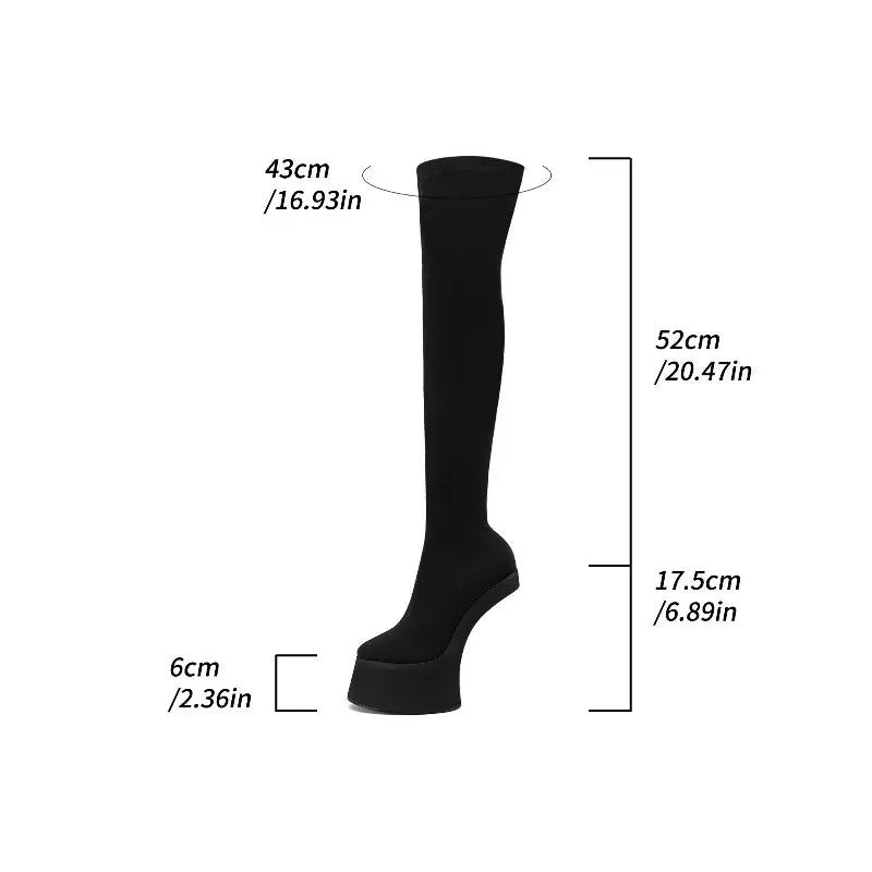 2025 European and American women's fashion opposite sex tailless design dance runway short bootswith side zipper knee high boots