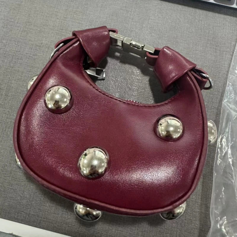Luxury Satchel Rivet Small Dumpling Purse Personalized Mini Handbag Ladies Fashion Shoulder Bags Solid Color Crossbody Bag