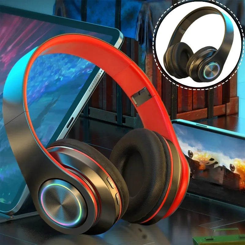 Wireless Over Ear Headphones - Active Noise Canceling, Deep Bass, LED Light, Portable Folding Design for Music, Sports & Games Wofashion.xyz