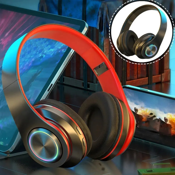 Wireless Over Ear Headphones - Active Noise Canceling, Deep Bass, LED Light, Portable Folding Design for Music, Sports & Games Wofashion.xyz