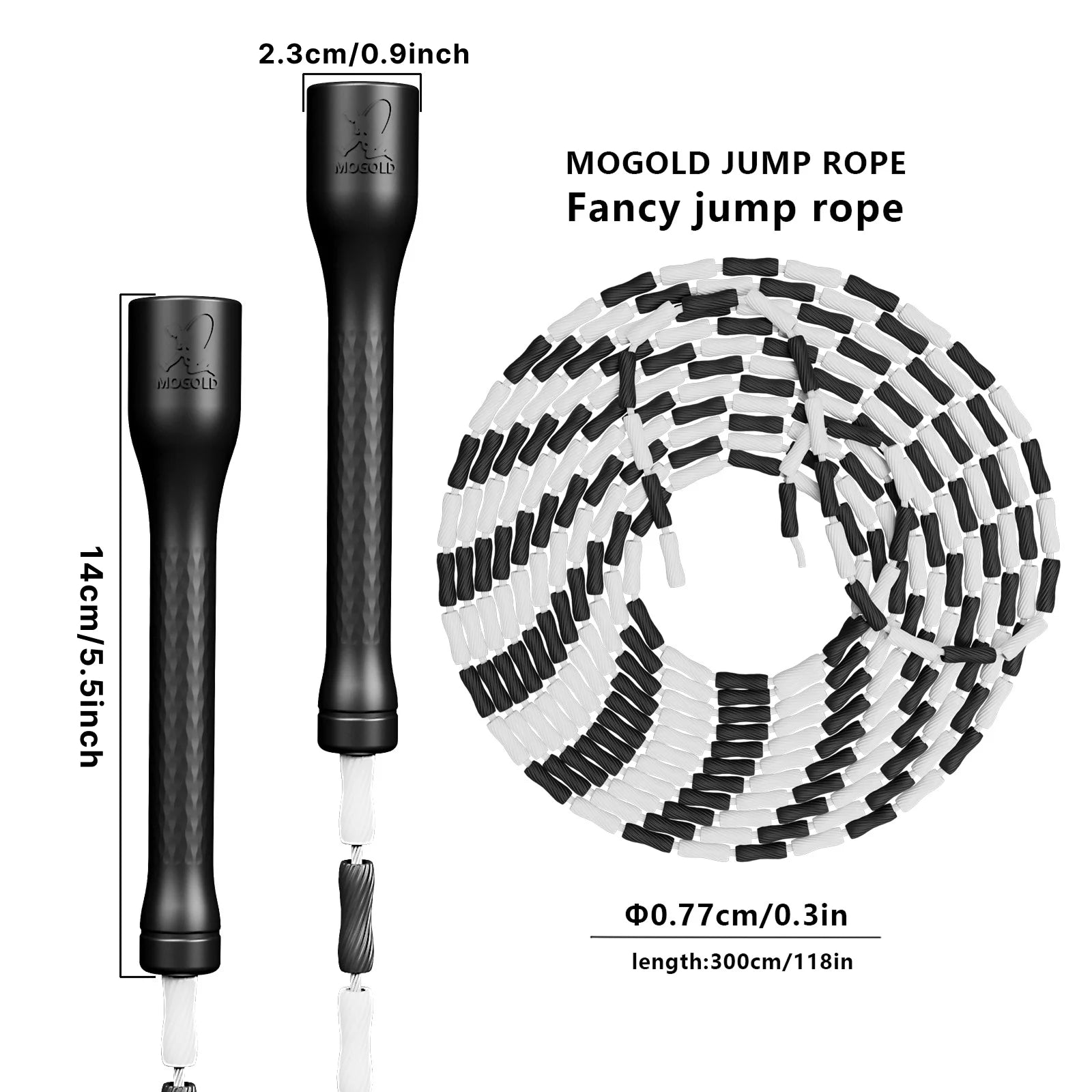MOGOLD Beaded Jump Rope - Adjustable Speed Rope for Fitness, Boxing, Freestyle & Indoor Workouts for Men and Women
