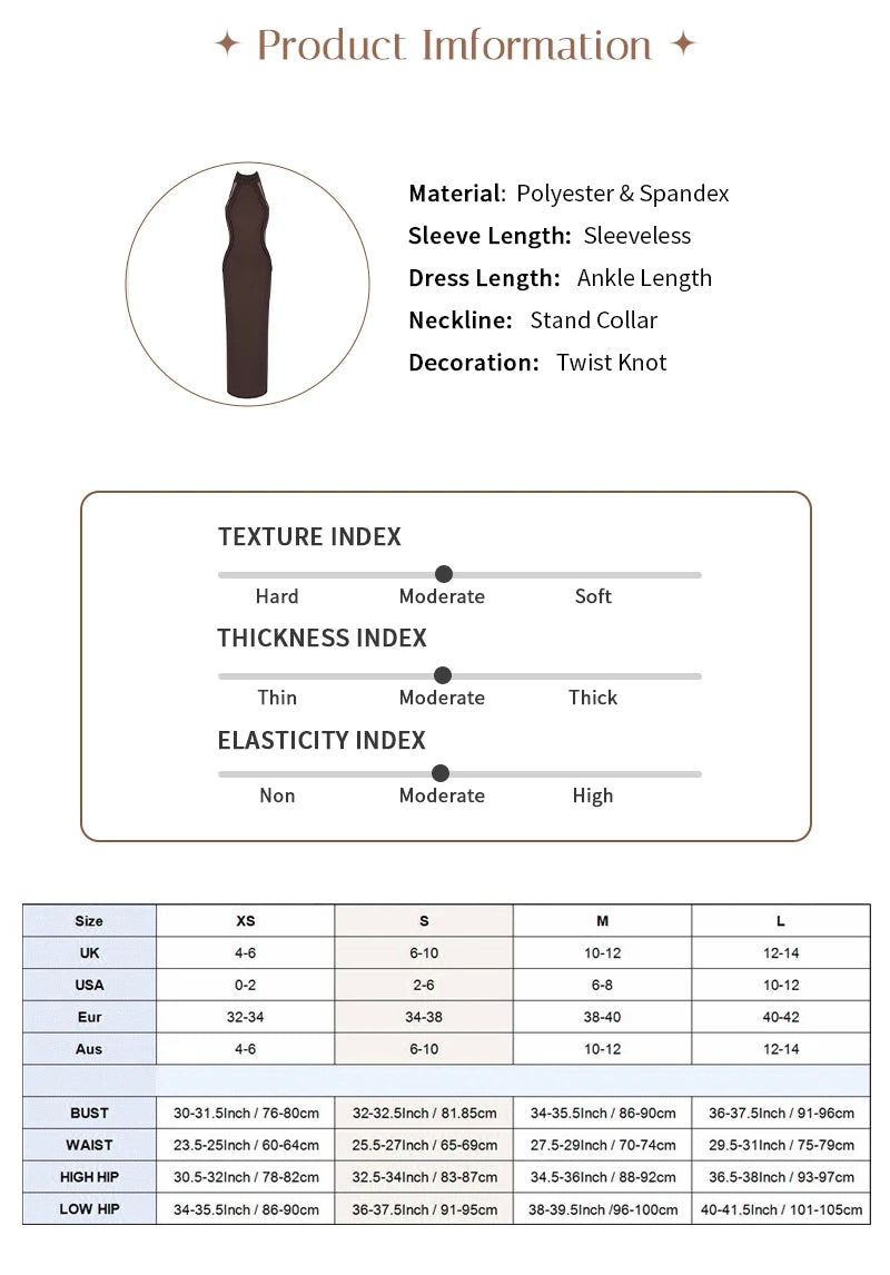 Luxury Sheer Corset Brown Long Dresses for Women – Long Sleeve High Neck See Through Bodycon Maxi Dress with Mesh Waist Detail