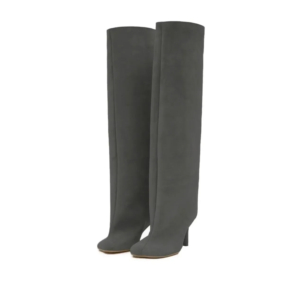 2024 European and American Fashion Stiletto Heels Wide Leg Knee Sleeve Boots Women's Square Head Suede Warm Boots