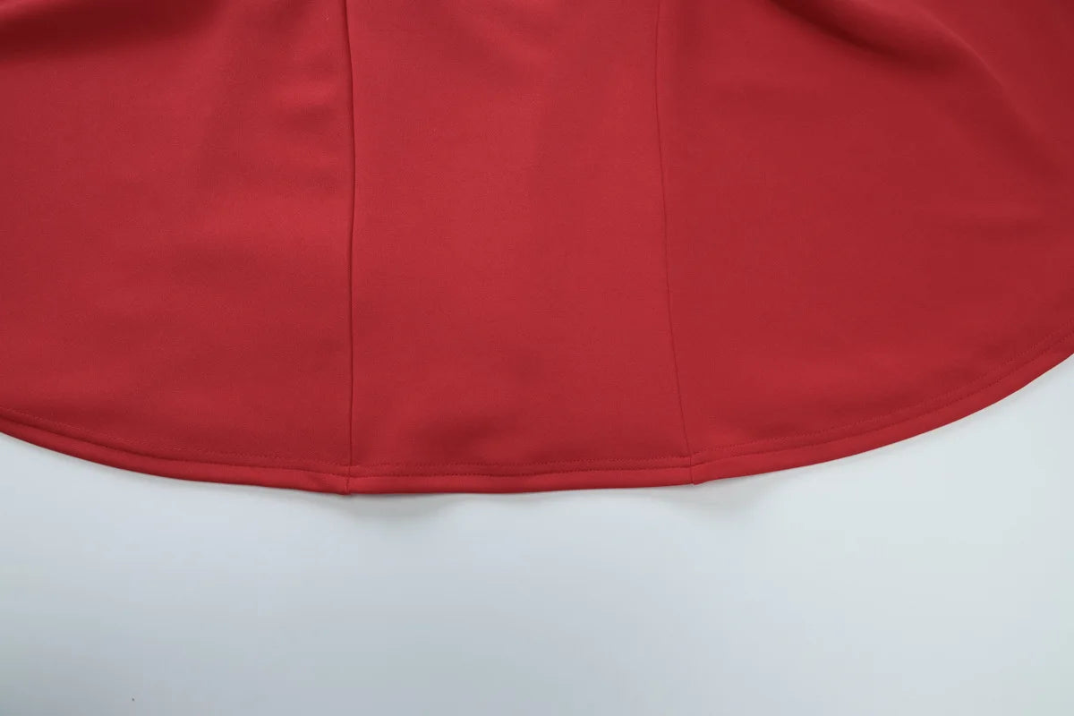 NIDANSSI Red Long Sleeve Evening Party Dress Women 2024 Pleated Robes Elegant Sexy Dress Bodycon Mini Winter Dress Vestidos