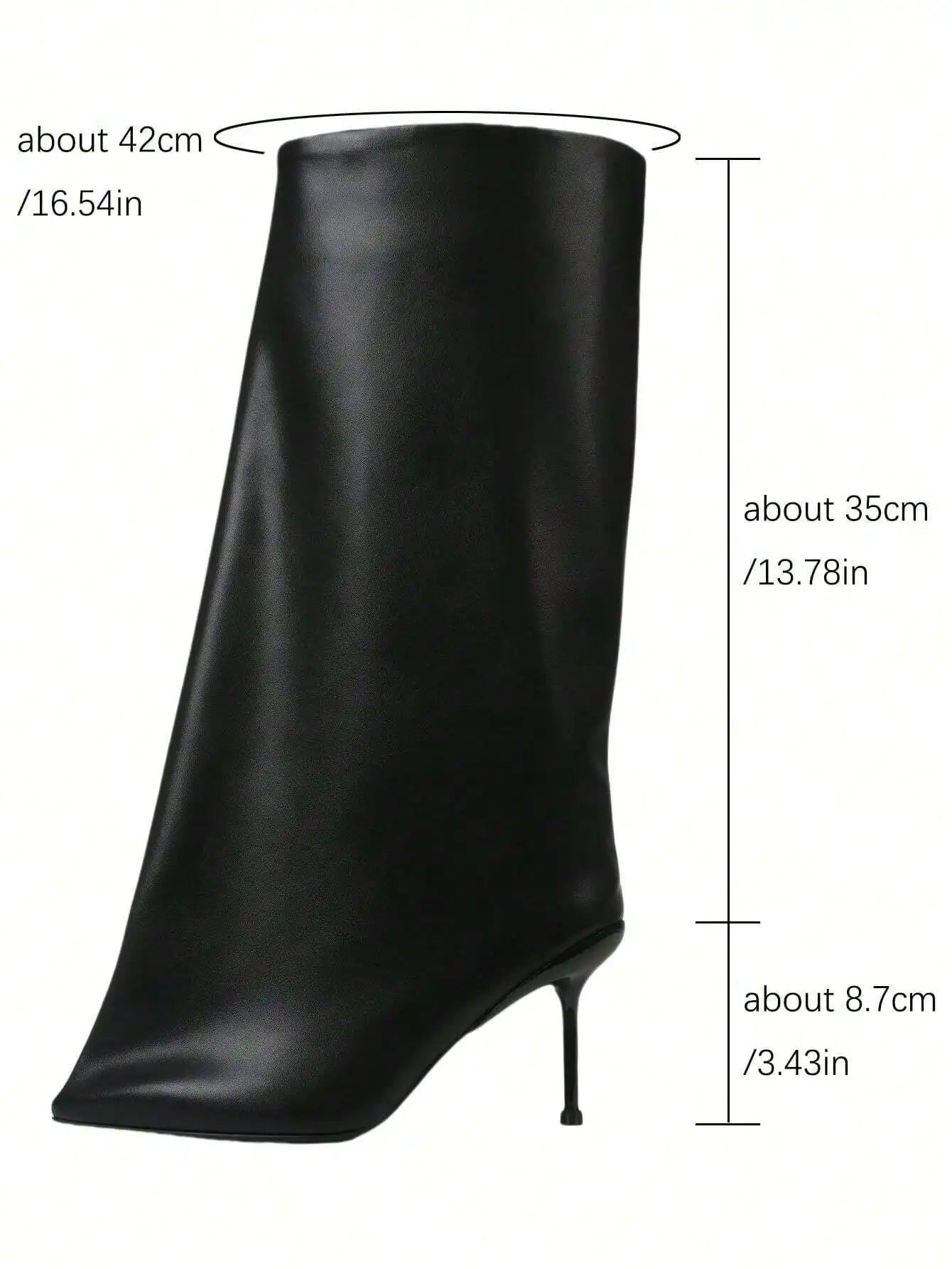Knee High Slash Flare Boots For Women Fashion Stiletto High Heel Pointed Toe Pull On Pleated Slouchy Boots