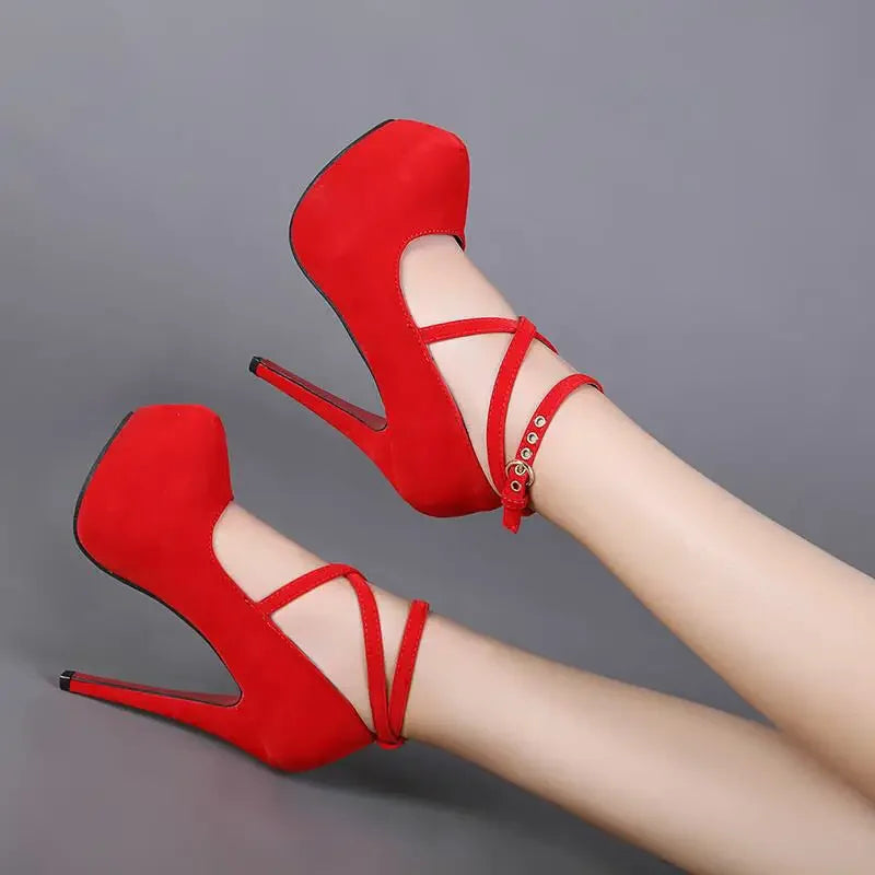 High-heeled shoes spring new style pointy shoes belt buckle high-heeled shoes fashion sandals women's size