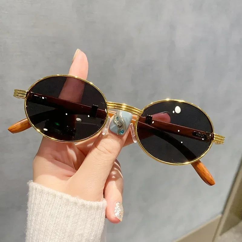 New Trendy Sunglasses for Women Men Simple Metal Travel Outdoor UV400 Shades Sun Glasses Fashion Round Frame Eyewear Goggles
