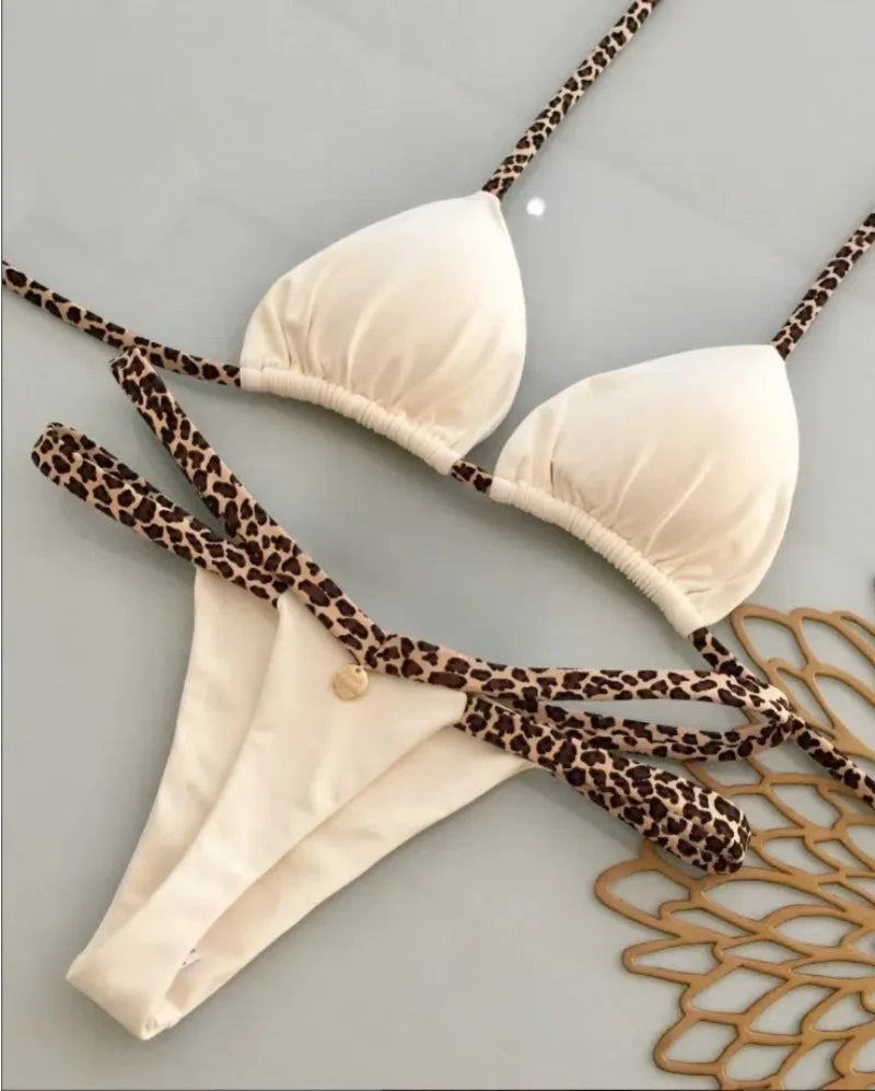 New Split Briefs Bikini Sexy Brazil Swimsuit Women's Beach Vacation Bikin