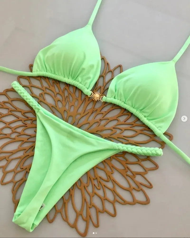 New Split Briefs Bikini Sexy Brazil Swimsuit Women's Beach Vacation Bikin