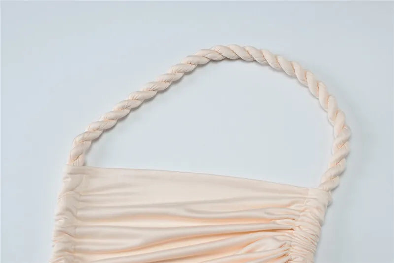 Mozision Off-shoulder Thigh High Split Sexy Maxi Dress For Women Fashion Strapless Sleeveless Ruched Bodycon Club Party Dress