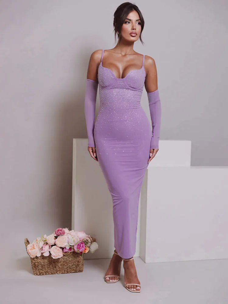 Mozision Glitter Spaghetti Strap Sexy Maxi Dress For Women Black Sparkle Off-shoulder Backless Bodycon Club Party Long Dress