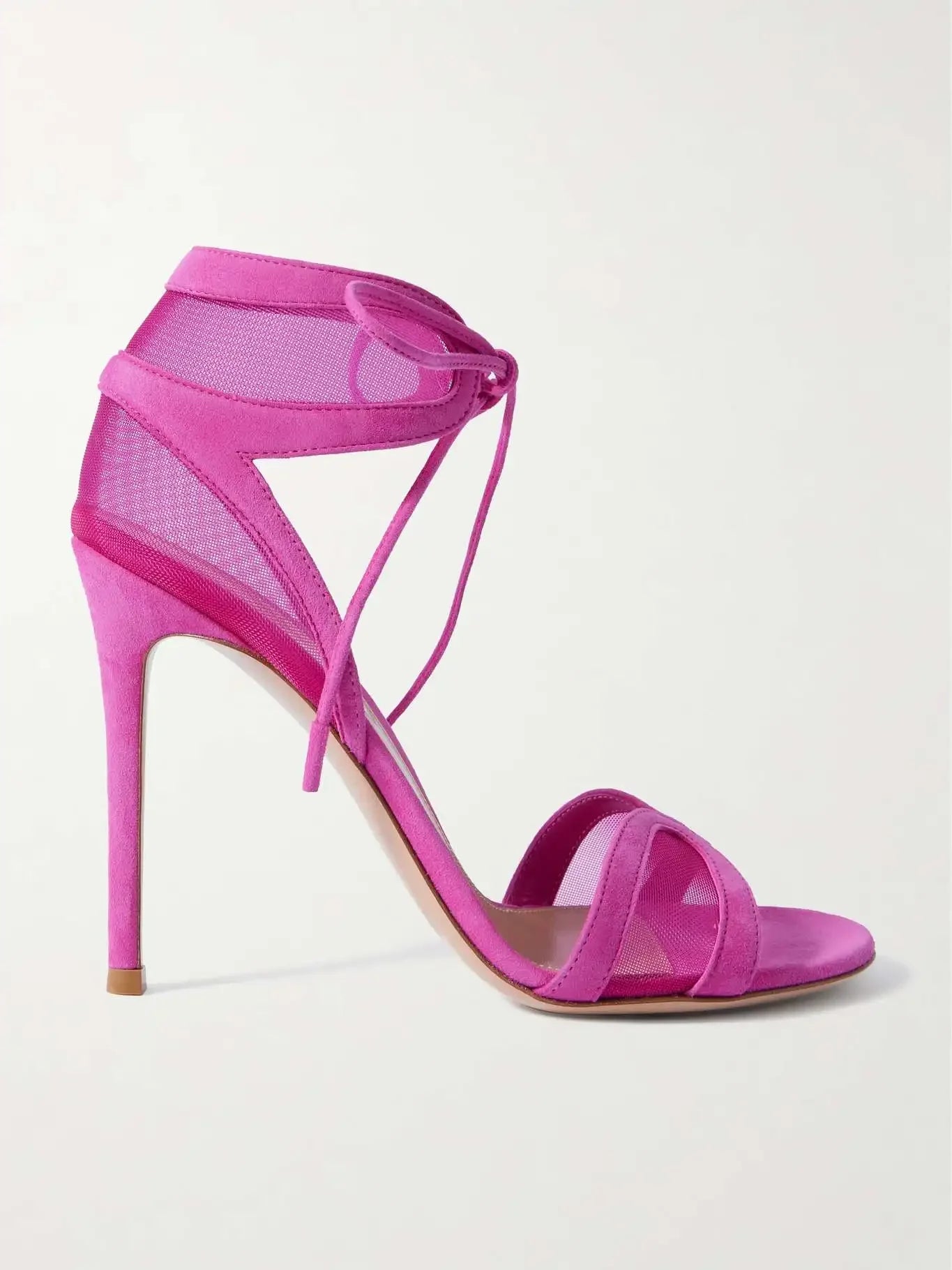 European and American Women's Summer Sexy High-heeled Fashion Week Runway Show Hollow Mesh Cross Strap Banquet Sandals